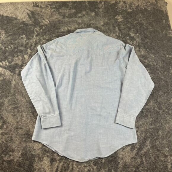 Vtg 80s Levi's White Tab Chambray Western Pearl Snap Long Sleeve Denim L - Picture 10 of 13